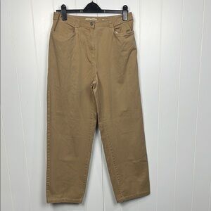 Marsh Landing Womens Pants 12 Khaki Wide leg Pockets Button/Zip Fly 100% Cotton